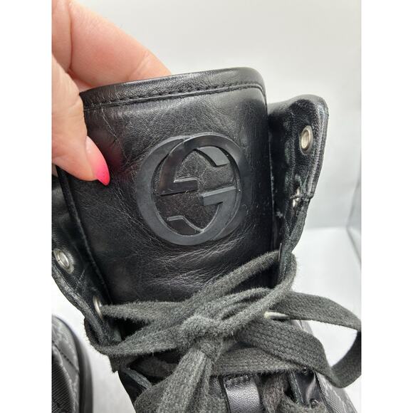 Gucci imprime GG High top Leather sneaker shoes mens 9 Luxury Streetwear COA - Picture 4 of 13